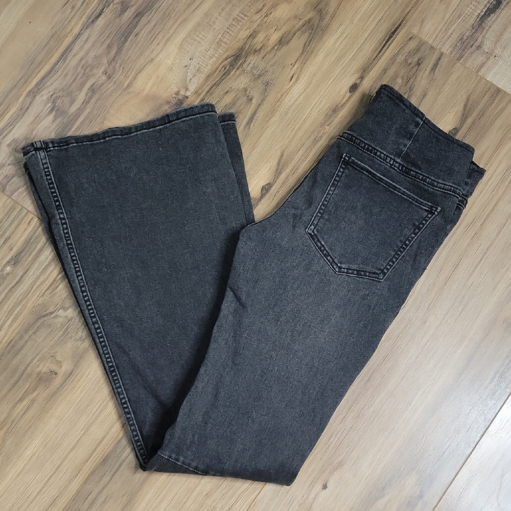 Free People Black Flared Pull On Jeans
